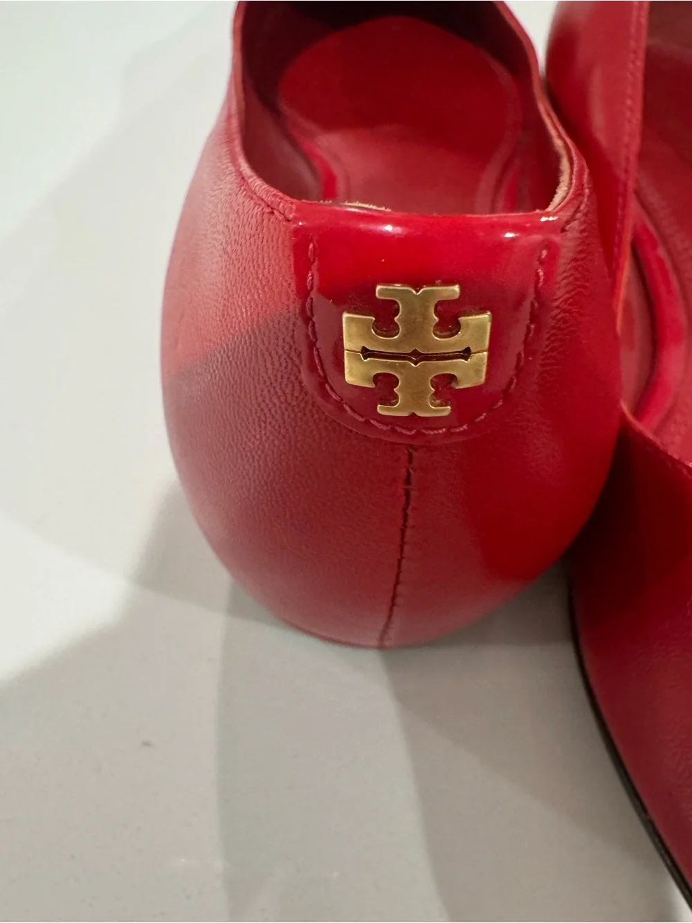 Tory Burch Red Pointed-Toe Leather Flats